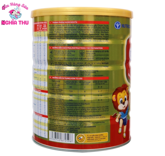 Sữa Colos Grow Plus 0+ 800G (0-12 tháng)