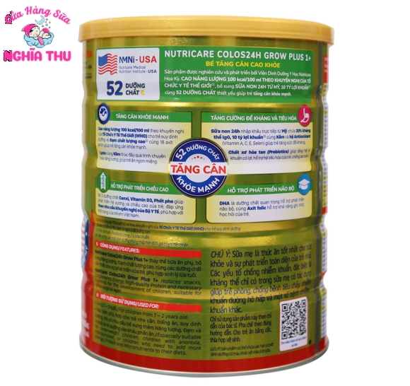 Sữa Colos Grow Plus 1+ 850G (1-2 tuổi)