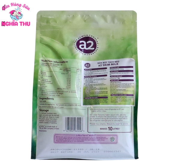 Sữa A2 Tách Kem Skim Milk 1KG Của Úc