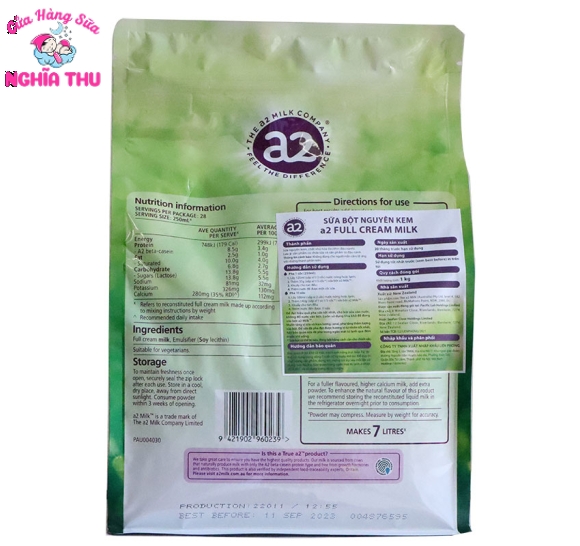 Sữa A2 Nguyên Kem Full Cream Milk của Úc 1KG