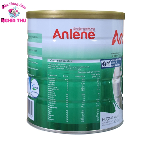 Sữa Anlene hương Vani 800g (trên 30 tuổi)