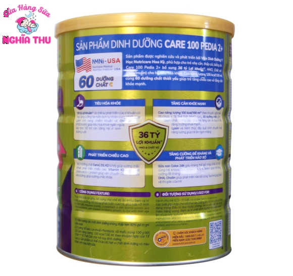 Sữa Care 100 Pedia 2+ 850g (trẻ từ 2 – 10 tuổi)