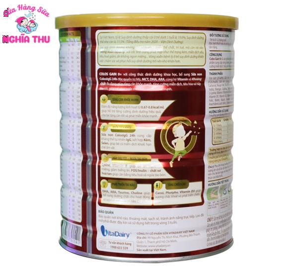 Sữa Colos Gain 0+ 800G (trẻ từ 0-12 tháng)