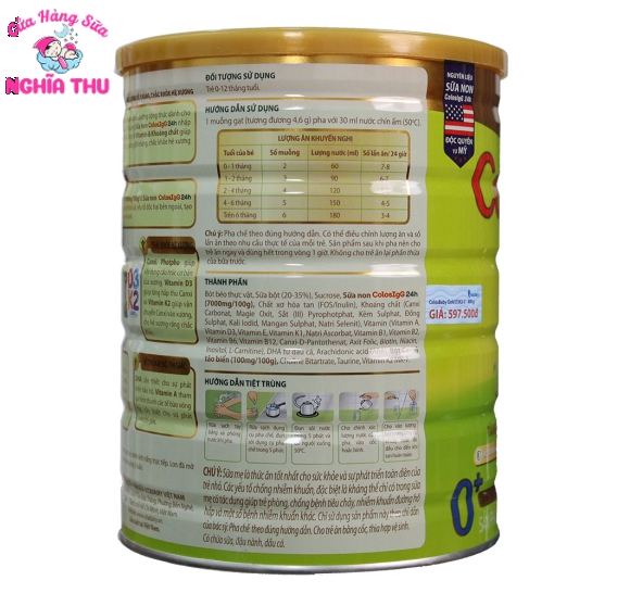 Sữa ColosBaby D3K2 số 0+ 800G (trẻ 0-12 tháng)