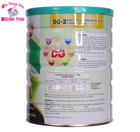 Sữa dê DG-2 New Zealand 800G (6-36 tháng)