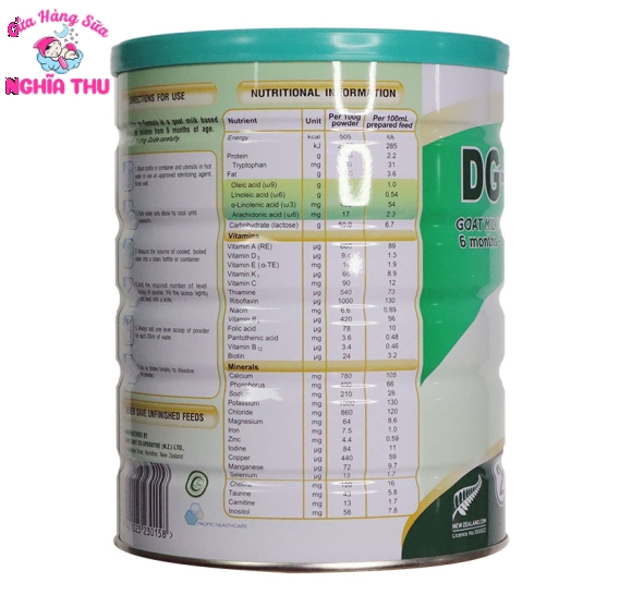 Sữa dê DG-2 New Zealand 800G (6-36 tháng)