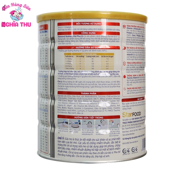 Sữa Diamond Nutrient Kid 0+ 800g (0-12 tháng)