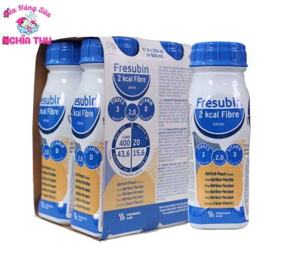 Sữa Fresubin 2Kcal Fibre Vị Đào 200ml (1 vỉ 4 chai)