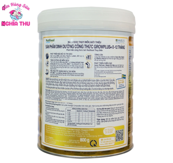 Sữa Grow Plus Vàng Sữa Non 0+ 800G (0-12 tháng)