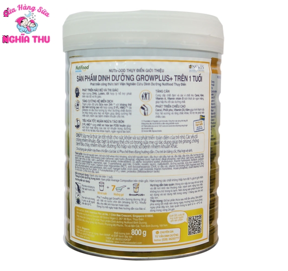 Sữa GrowPLUS+ Vàng Sữa Non 1+ 800G (trên 1 tuổi)