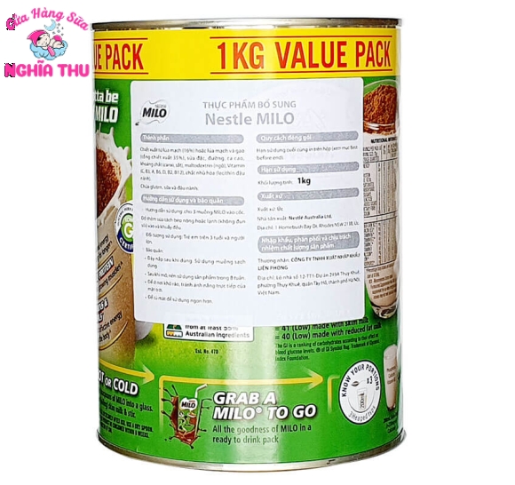 Sữa MILO ÚC 1KG Chính Hãng Nestlé Từ Australia