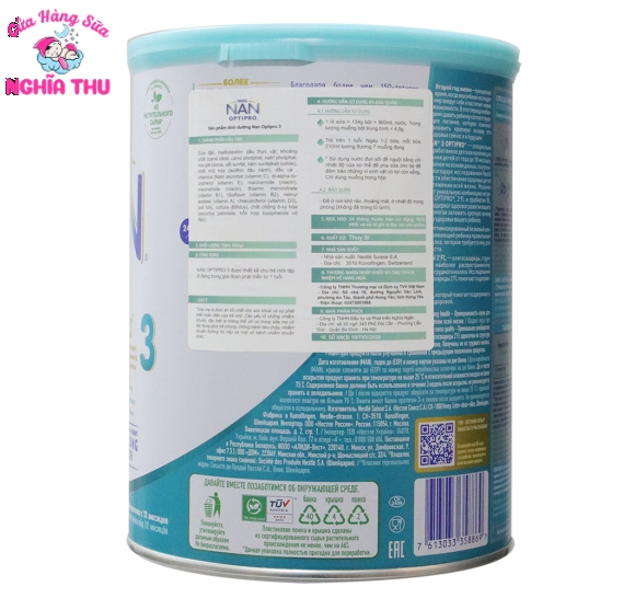 Sữa NAN NGA Số 3 800G OPTIPRO (từ 12 tháng trở lên)