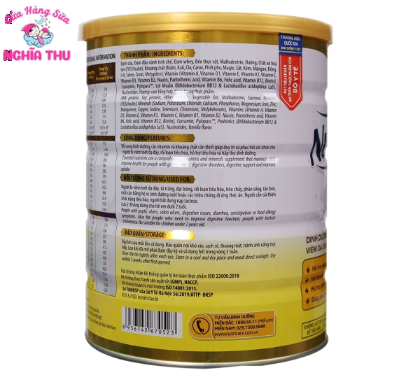 Sữa Nutricare Gastro Cho Người Bệnh Dạ Dày 900G
