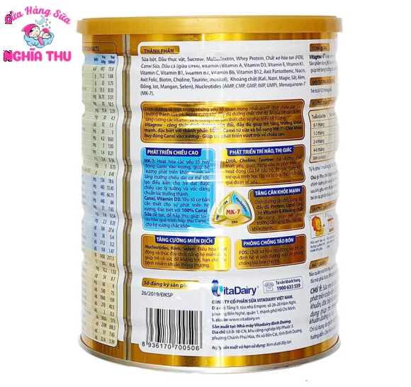 Sữa Vitagrow 0+ 900G (trẻ từ 0-12 tháng)