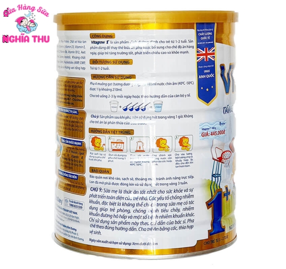 Sữa Vitagrow 1+ 900G Tăng Chiều Cao (từ 1-2 tuổi)